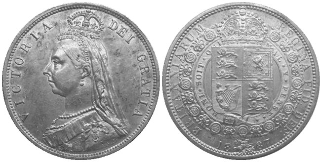 Britain half crown 1887