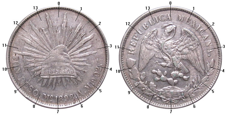 Mexico 1898 peso original 1