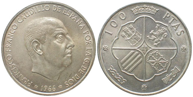 Spain 100 pesetas 1966