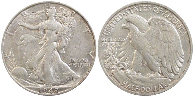 United States Walking Liberty half dollar 1942-S
