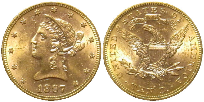 United States Liberty Head $10 1897