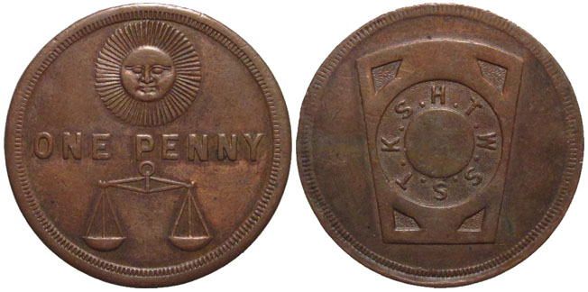 Masonic Penny Sun Face