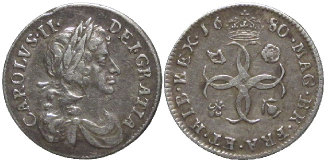 Britain Charles II threepence 1680