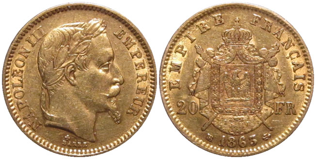 France 20 Francs 1863