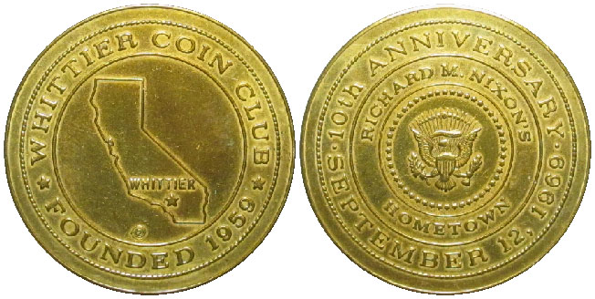 Coin Club Medal Whittier 1969