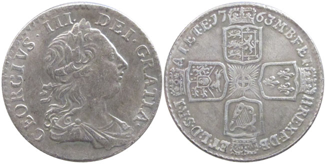 Britain King George III shilling 1763