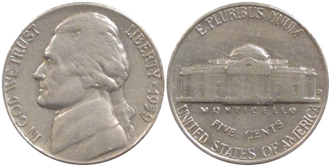 United States Jefferson Cent 5 1959-D
